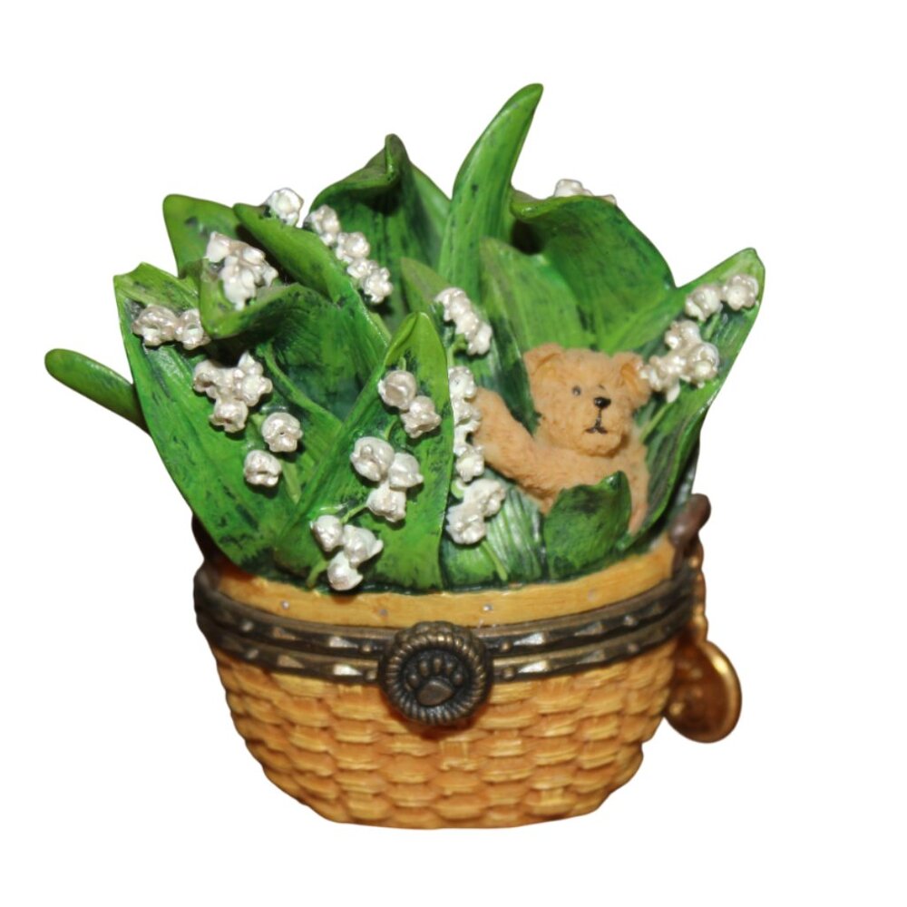 Boyds Bears Beary Blossoms May Trinket Treasure Box #392204 Flower Basket RARE